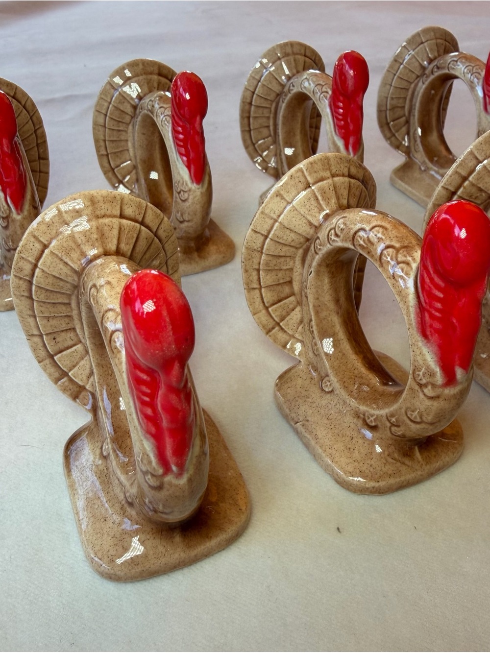 Set of 12 Ceramic Turkey Thanksgiving Napkin Rings